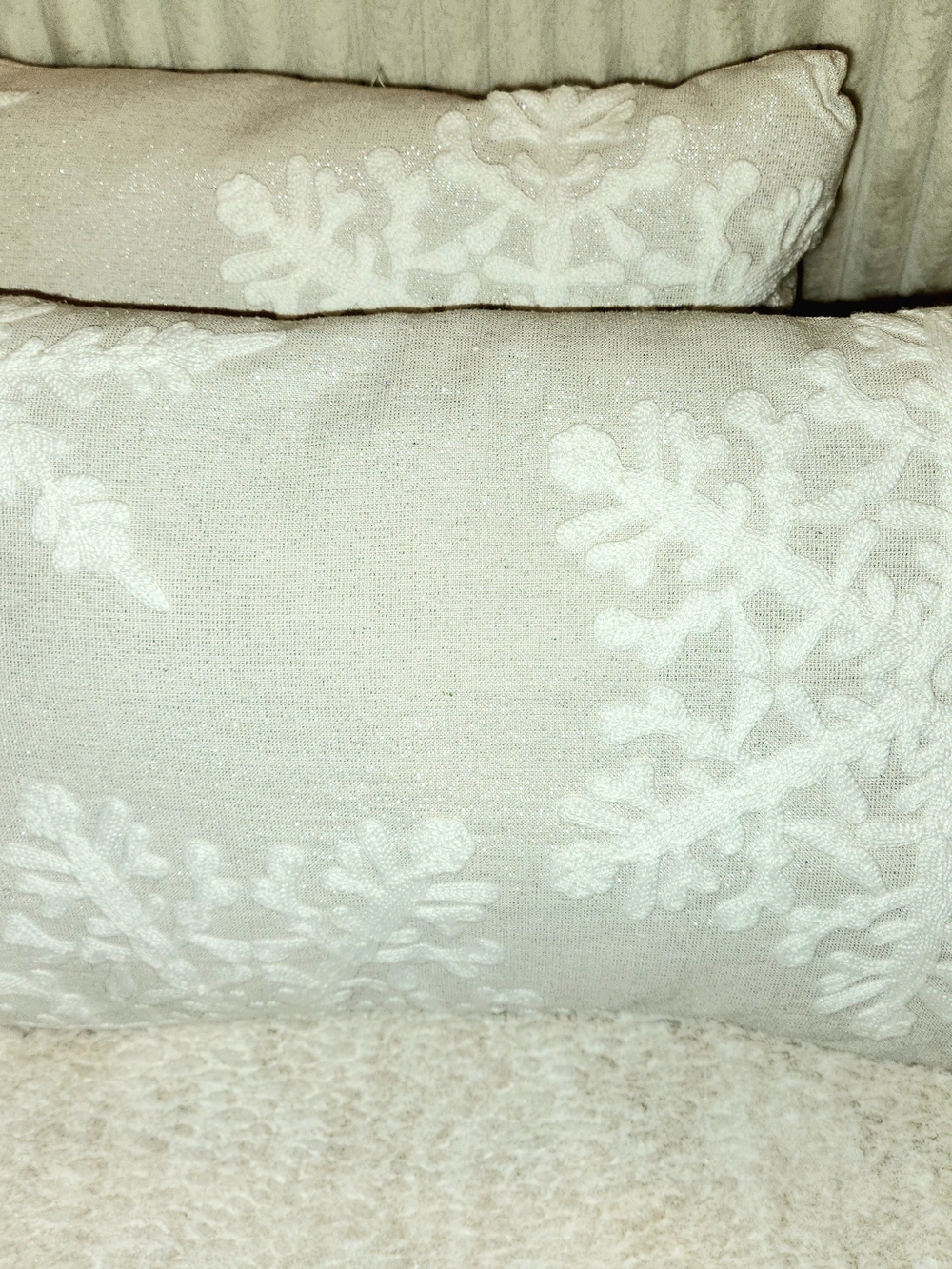 ❄️ Cream Embroidered Throw Pillow ❄️